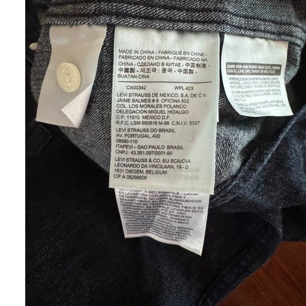 Levi’s Men’s Small Western Denim Shirt Dark Blue - Pearl Snap 65816-0005 - Picture 7 of 14
